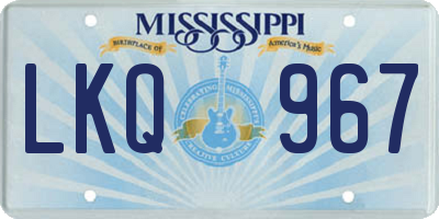 MS license plate LKQ967