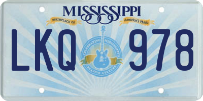 MS license plate LKQ978