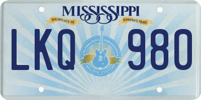 MS license plate LKQ980