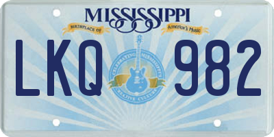 MS license plate LKQ982