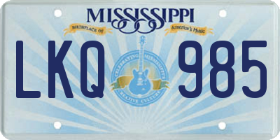 MS license plate LKQ985
