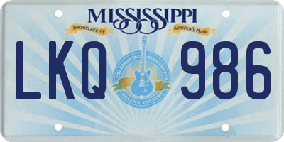 MS license plate LKQ986