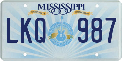 MS license plate LKQ987