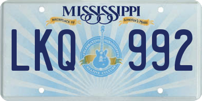 MS license plate LKQ992