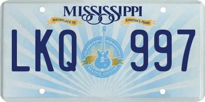 MS license plate LKQ997