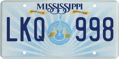 MS license plate LKQ998