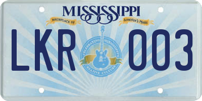MS license plate LKR003