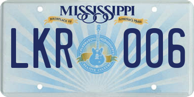 MS license plate LKR006