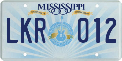 MS license plate LKR012