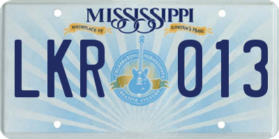 MS license plate LKR013