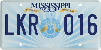 MS license plate LKR016
