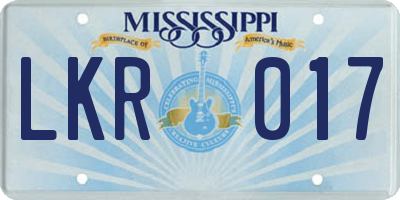 MS license plate LKR017