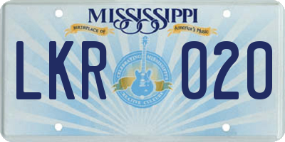 MS license plate LKR020