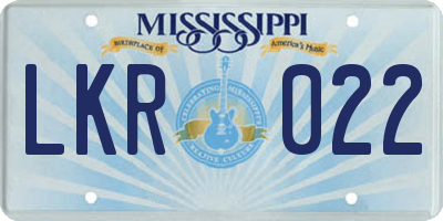 MS license plate LKR022