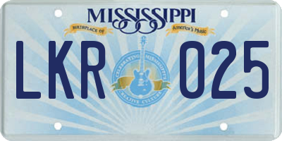 MS license plate LKR025