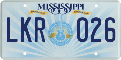 MS license plate LKR026