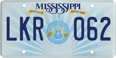 MS license plate LKR062