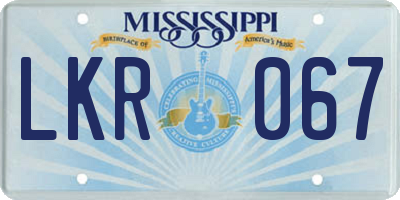 MS license plate LKR067