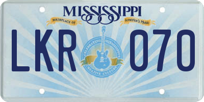 MS license plate LKR070