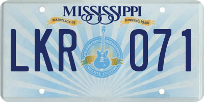 MS license plate LKR071