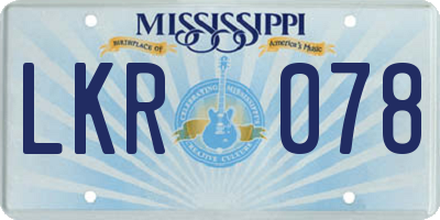 MS license plate LKR078