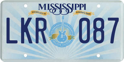 MS license plate LKR087