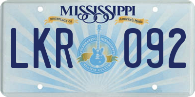 MS license plate LKR092