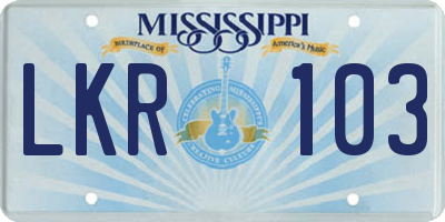 MS license plate LKR103