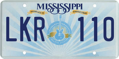 MS license plate LKR110