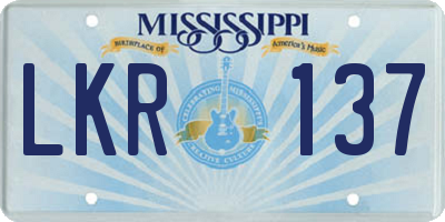 MS license plate LKR137
