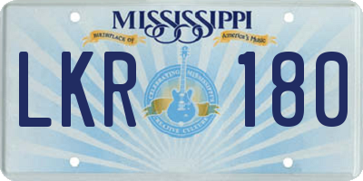 MS license plate LKR180