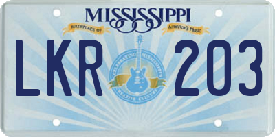MS license plate LKR203