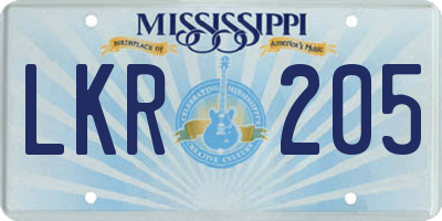 MS license plate LKR205
