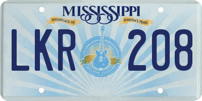 MS license plate LKR208