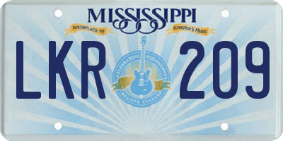 MS license plate LKR209