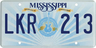 MS license plate LKR213