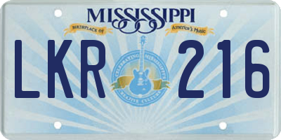 MS license plate LKR216