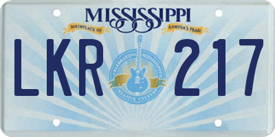 MS license plate LKR217