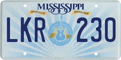 MS license plate LKR230
