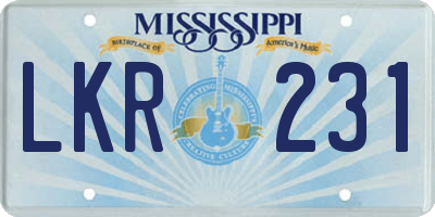 MS license plate LKR231