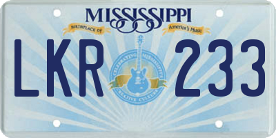 MS license plate LKR233