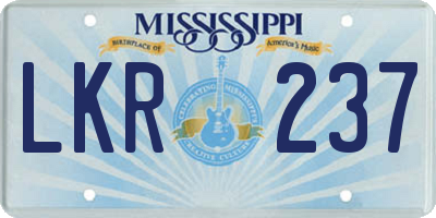 MS license plate LKR237