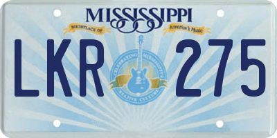 MS license plate LKR275