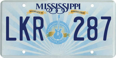 MS license plate LKR287