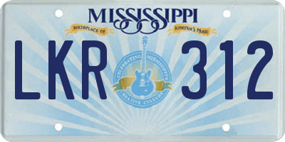 MS license plate LKR312