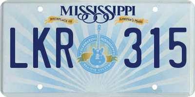 MS license plate LKR315