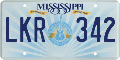 MS license plate LKR342