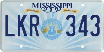 MS license plate LKR343