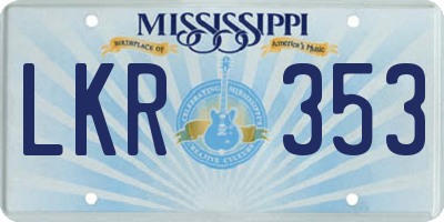 MS license plate LKR353