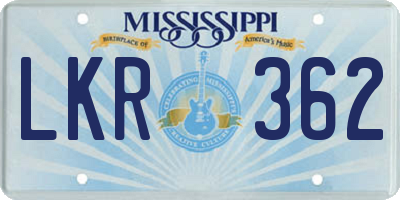 MS license plate LKR362